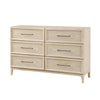 Ary Wide Dresser | 6 Drawers | Black Nickel Handles | Light Brown Wood
