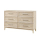 Ary Wide Dresser | 6 Drawers | Black Nickel Handles | Light Brown Wood