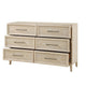 Ary Wide Dresser | 6 Drawers | Black Nickel Handles | Light Brown Wood