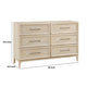 Ary Wide Dresser | 6 Drawers | Black Nickel Handles | Light Brown Wood