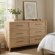 Ary Wide Dresser | 6 Drawers | Black Nickel Handles | Light Brown Wood