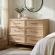Ary Wide Dresser | 6 Drawers | Black Nickel Handles | Light Brown Wood