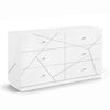 Oly Wide Dresser | 6 Drawers | Geometric Design | Chrome Knobs | Glossy White
