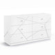 Oly Wide Dresser | 6 Drawers | Geometric Design | Chrome Knobs | Glossy White
