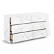 Oly Wide Dresser | 6 Drawers | Geometric Design | Chrome Knobs | Glossy White