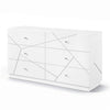 Oly Wide Dresser | 6 Drawers | Geometric Design | Chrome Knobs | Glossy White