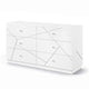 Oly Wide Dresser | 6 Drawers | Geometric Design | Chrome Knobs | Glossy White