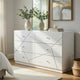 Oly Wide Dresser | 6 Drawers | Geometric Design | Chrome Knobs | Glossy White