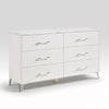 Cyna Wide Dresser | Faux Marble Top | 6 Drawers | Textured Front | White