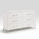 Cyna Wide Dresser | Faux Marble Top | 6 Drawers | Textured Front | White