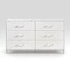 Cyna Wide Dresser | Faux Marble Top | 6 Drawers | Textured Front | White