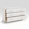 Cyna Wide Dresser | Faux Marble Top | 6 Drawers | Textured Front | White