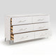 Cyna Wide Dresser | Faux Marble Top | 6 Drawers | Textured Front | White