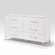 Cyna Wide Dresser | Faux Marble Top | 6 Drawers | Textured Front | White