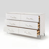 Cyna Wide Dresser | Faux Marble Top | 6 Drawers | Textured Front | White