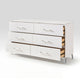 Cyna Wide Dresser | Faux Marble Top | 6 Drawers | Textured Front | White