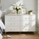Cyna Wide Dresser | Faux Marble Top | 6 Drawers | Textured Front | White