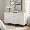 Cyna Wide Dresser | Faux Marble Top | 6 Drawers | Textured Front | White