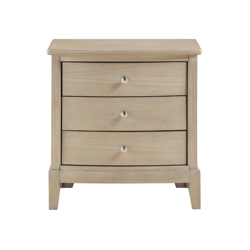 Hadly Nighstand | 3 Drawers | Satin Nickel Knobs | Modern Rustic Beige
