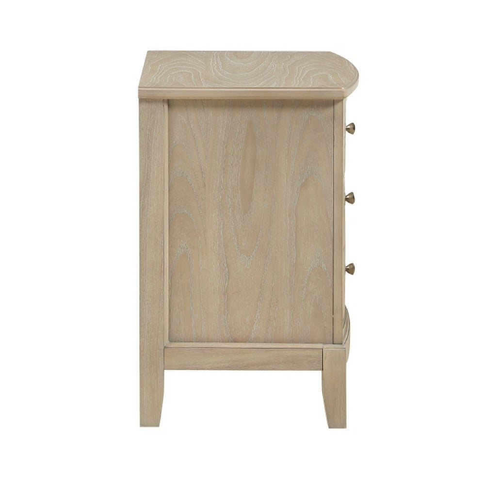 Hadly Nighstand | 3 Drawers | Satin Nickel Knobs | Modern Rustic Beige