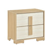 Kery Nighstand | 2 Drawers w Board Handles | Natural Brown & White Wood