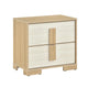Kery Nighstand | 2 Drawers w Board Handles | Natural Brown & White Wood