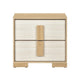 Kery Nighstand | 2 Drawers w Board Handles | Natural Brown & White Wood