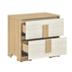 Kery Nighstand | 2 Drawers w Board Handles | Natural Brown & White Wood