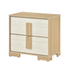 Kery Nighstand | 2 Drawers w Board Handles | Natural Brown & White Wood