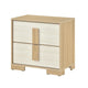 Kery Nighstand | 2 Drawers w Board Handles | Natural Brown & White Wood