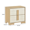 Kery Nighstand | 2 Drawers w Board Handles | Natural Brown & White Wood