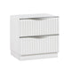 Lon Nighstand | 2 Drawers w Edge Handles | Ribbed Front | Pearl White Wood