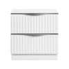 Lon Nighstand | 2 Drawers w Edge Handles | Ribbed Front | Pearl White Wood