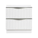 Lon Nighstand | 2 Drawers w Edge Handles | Ribbed Front | Pearl White Wood