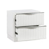 Lon Nighstand | 2 Drawers w Edge Handles | Ribbed Front | Pearl White Wood