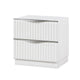Lon Nighstand | 2 Drawers w Edge Handles | Ribbed Front | Pearl White Wood