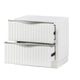 Lon Nighstand | 2 Drawers w Edge Handles | Ribbed Front | Pearl White Wood