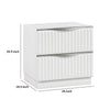 Lon Nighstand | 2 Drawers w Edge Handles | Ribbed Front | Pearl White Wood