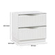 Lon Nighstand | 2 Drawers w Edge Handles | Ribbed Front | Pearl White Wood