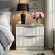 Lon Nighstand | 2 Drawers w Edge Handles | Ribbed Front | Pearl White Wood