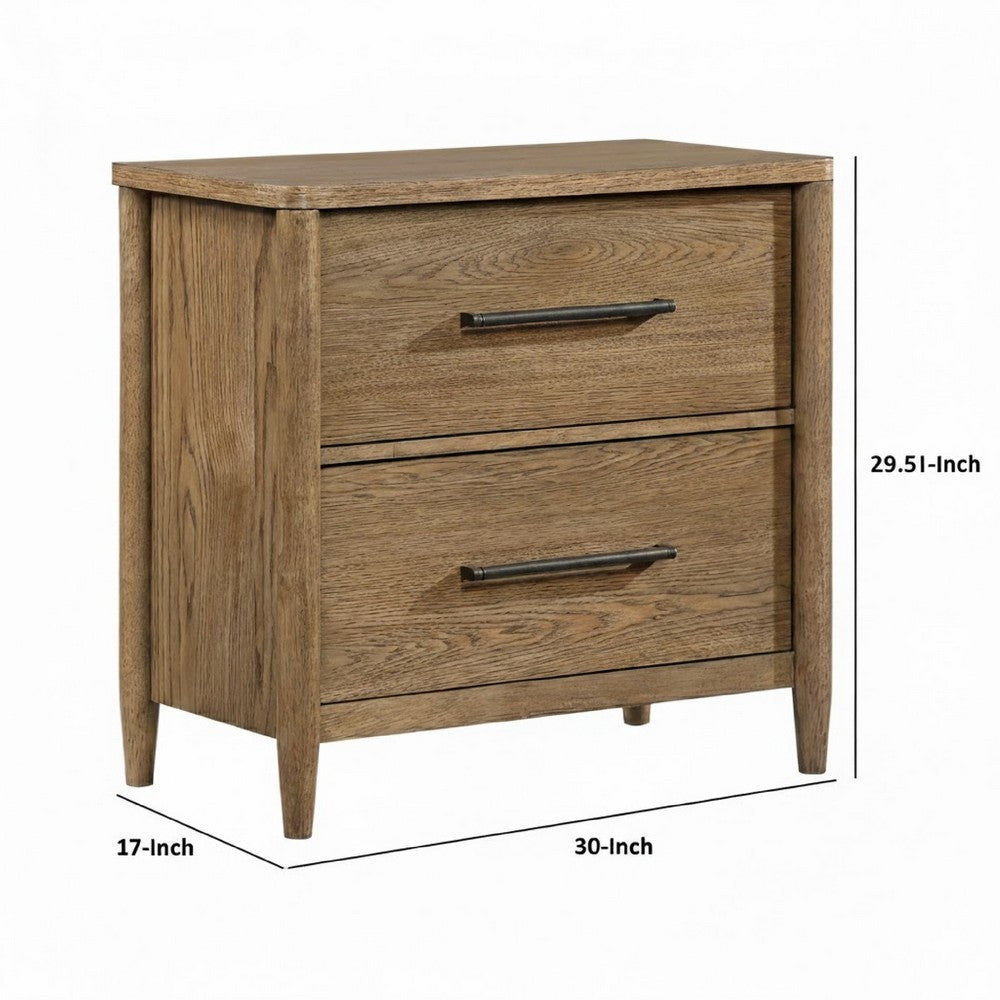 Seny Nighstand | 2 Drawers | USB Ports | Cedar Veneered Bottom Drawer | Brown