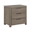 Dely Nighstand | 3 Drawers | Chrome Edge Handles | Modern Rustic Gray Wood