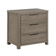 Dely Nighstand | 3 Drawers | Chrome Edge Handles | Modern Rustic Gray Wood