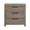 Dely Nighstand | 3 Drawers | Chrome Edge Handles | Modern Rustic Gray Wood