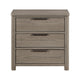 Dely Nighstand | 3 Drawers | Chrome Edge Handles | Modern Rustic Gray Wood
