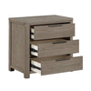 Dely Nighstand | 3 Drawers | Chrome Edge Handles | Modern Rustic Gray Wood