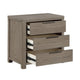 Dely Nighstand | 3 Drawers | Chrome Edge Handles | Modern Rustic Gray Wood