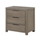 Dely Nighstand | 3 Drawers | Chrome Edge Handles | Modern Rustic Gray Wood