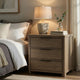 Dely Nighstand | 3 Drawers | Chrome Edge Handles | Modern Rustic Gray Wood