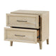 Ary Nighstand | 2 Dovetail Drawers | Black Nickel Handles | Light Brown